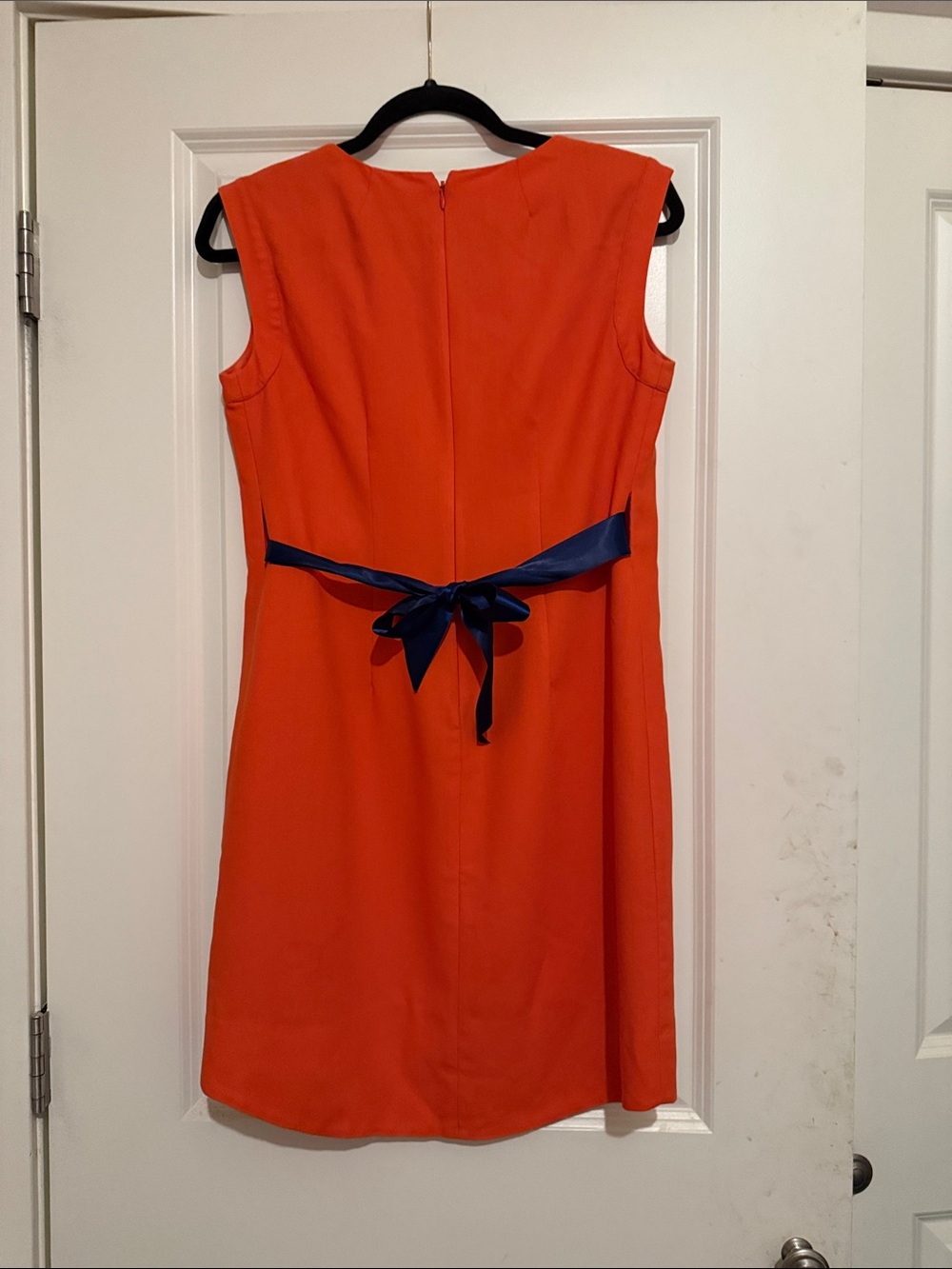 J Crew 100% Summer Wool Orange Sleeveless Sheath Dress SZ L